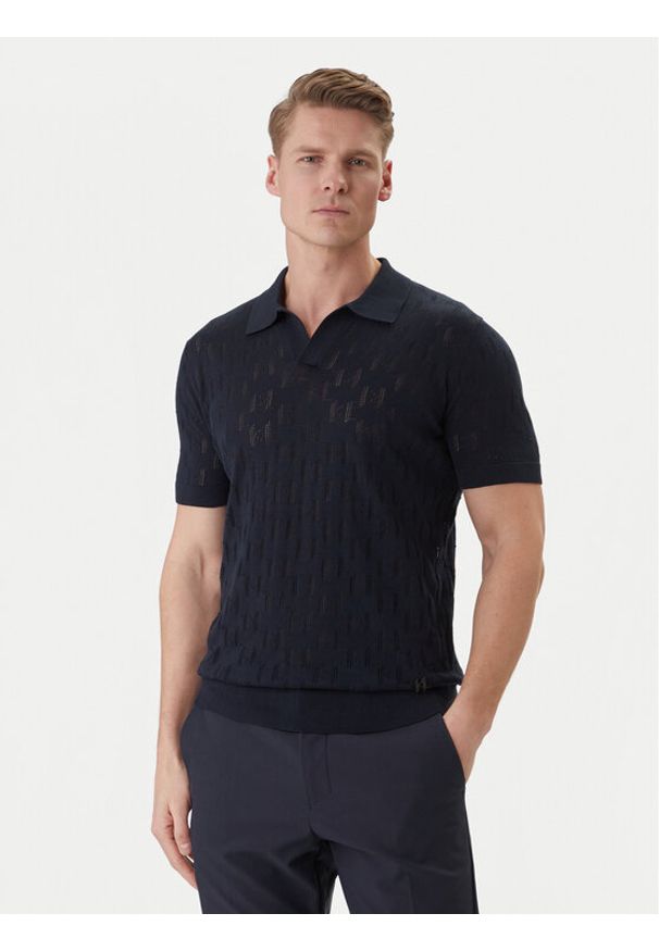 Karl Lagerfeld - KARL LAGERFELD Polo 655005 562301 Granatowy Slim Fit. Typ kołnierza: polo. Kolor: niebieski. Materiał: bawełna