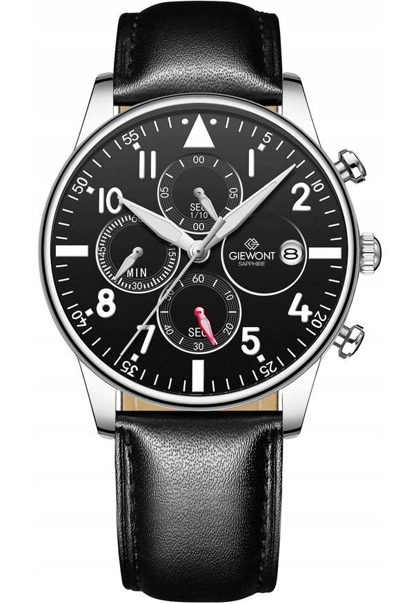 Zegarek Giewont Zegarek Męski Chronograph Sapphire Czarno Srebrny GW5630-A2. Kolor: srebrny, wielokolorowy, czarny