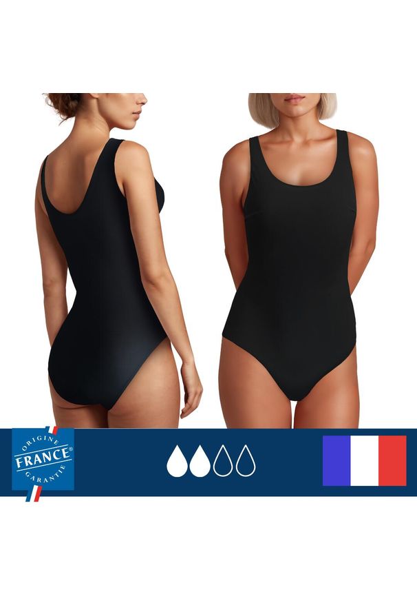 PLIM UNDERWEAR - Menstruacyjny jednoczęściowy strój kąpielowy klasyczny – średnia chłonność. Kolor: czarny