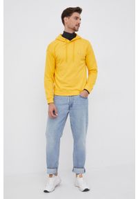 United Colors of Benetton Bluza bawełniana męska kolor żółty z kapturem gładka. Okazja: na co dzień. Typ kołnierza: kaptur. Kolor: żółty. Materiał: bawełna. Wzór: gładki. Styl: casual #2