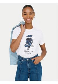 only - ONLY T-Shirt Emma 15329752 Biały Regular Fit. Kolor: biały. Materiał: bawełna #8