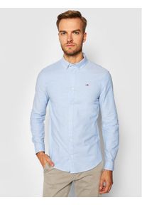 Tommy Jeans Koszula Stretch Oxford DM0DM09594 Niebieski Slim Fit. Kolor: niebieski. Materiał: bawełna