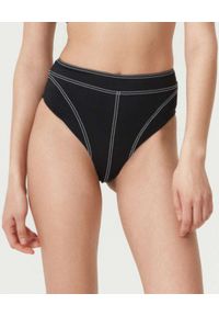 NOIRE SWIMWEAR - Czarny dół od bikini z wysokim stanem Corset Lines. Stan: podwyższony. Kolor: czarny. Materiał: tkanina