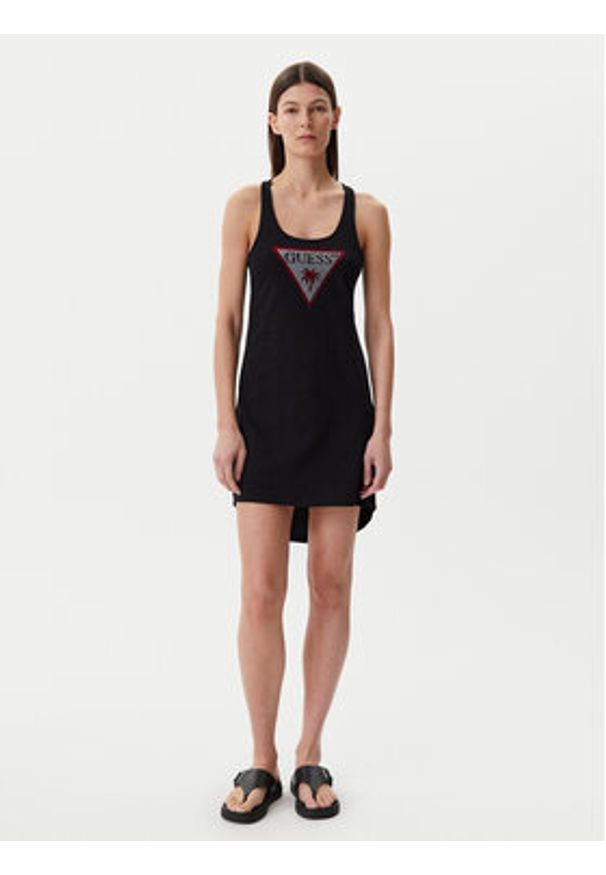Guess Sukienka letnia E5GP01 I3Z14 Czarny Regular Fit. Kolor: czarny. Materiał: bawełna. Sezon: lato
