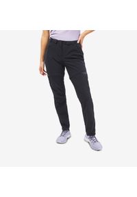 quechua - Spodnie turystyczne damskie MH550 2w1. Kolor: czarny. Materiał: materiał, tkanina, elastan, poliamid, syntetyk. Sport: turystyka piesza