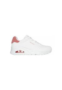 skechers - Buty sportowe Sneakersy damskie, Skechers Uno - Pop Back. Zapięcie: sznurówki. Kolor: biały. Materiał: materiał, syntetyk, tkanina. Szerokość cholewki: normalna. Sport: turystyka piesza