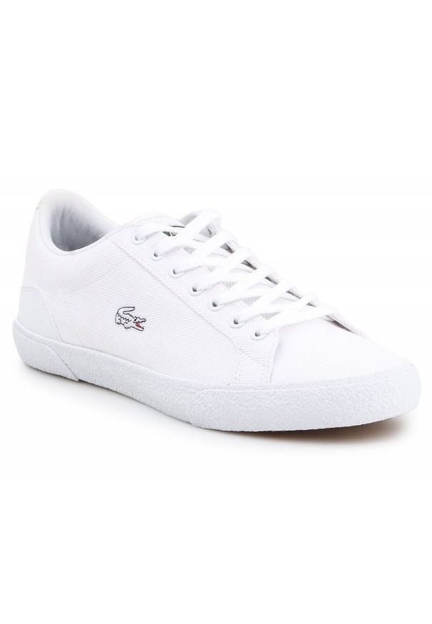 Trampki Lacoste Lerond M 7-38CMA005621G białe. Kolor: biały. Materiał: materiał. Szerokość cholewki: normalna. Wzór: aplikacja