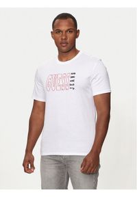 Guess Jeans T-Shirt M4YI56 K8HM0 Biały Slim Fit. Kolor: biały. Materiał: bawełna