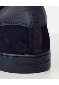 GIANVITO ROSSI - Granatowe sneakersy zamszowe. Nosek buta: okrągły. Kolor: niebieski. Materiał: zamsz. Sezon: wiosna #3