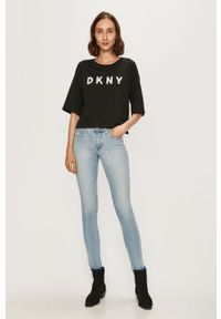 DKNY - Dkny - T-shirt. Okazja: na co dzień. Kolor: czarny. Materiał: bawełna, dzianina. Wzór: aplikacja. Styl: casual #4