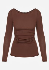 Renee - Brązowa Marszczona Bluzka z Wiskozą Fizzasa. Okazja: na spotkanie biznesowe. Kolor: brązowy. Materiał: wiskoza. Styl: biznesowy, elegancki #3