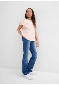 bonprix - T-shirt z czystej bawełny organicznej. Typ kołnierza: kołnierz z falbankami. Kolor: pomarańczowy. Materiał: bawełna. Długość rękawa: krótki rękaw