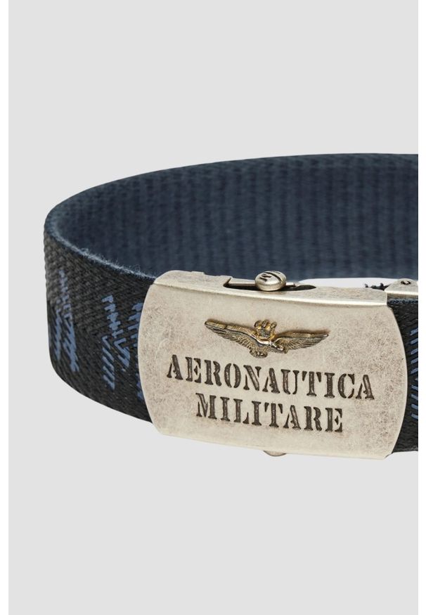 Aeronautica Militare - AERONAUTICA MILITARE Granatowy męski pasek Herringbone Ribbon Bel. Kolor: niebieski