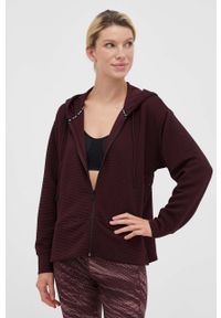 DKNY - Dkny bluza damska kolor bordowy z kapturem gładka. Typ kołnierza: kaptur. Kolor: czerwony. Materiał: poliester. Wzór: gładki