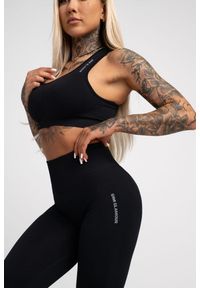 GYM GLAMOUR - Stanik fitness cardio damski Gym Glamour compress. Kolor: czarny. Sport: fitness