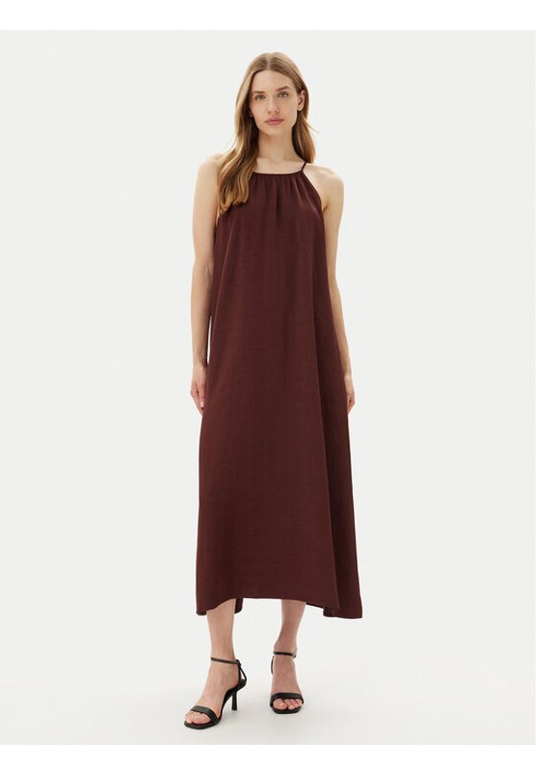 ViCOLO Sukienka letnia Abito TD0757 Brązowy Regular Fit. Kolor: brązowy. Materiał: wiskoza. Sezon: lato