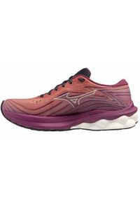Buty do biegania damskie Mizuno Wave Skyrise 5. Kolor: fioletowy, wielokolorowy. Materiał: materiał, syntetyk. Szerokość cholewki: normalna. Model: Mizuno Wave. Sport: bieganie