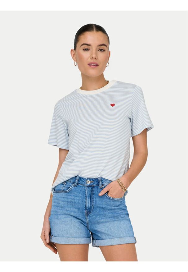 JDY T-Shirt Pisa 15298612 Błękitny Regular Fit. Kolor: niebieski. Materiał: bawełna