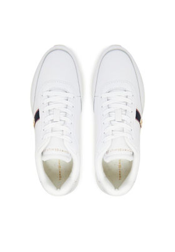 TOMMY HILFIGER - Tommy Hilfiger Sneakersy Webbing Runner FW0FW08904 Biały. Kolor: biały. Materiał: skóra