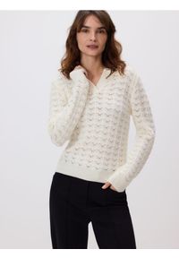Reserved - Sweter z dodatkiem wełny - biały. Kolor: biały. Materiał: wełna #1