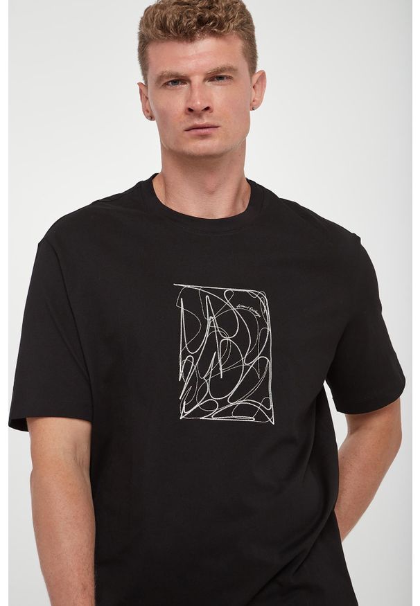 Armani Exchange - T-shirt męski z haftem ARMANI EXCHANGE. Wzór: haft