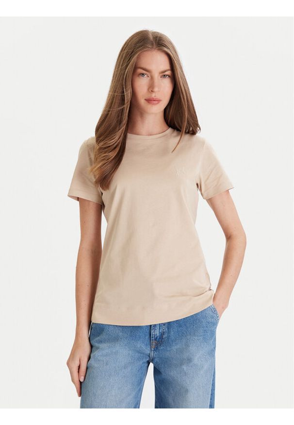 JOOP! T-Shirt 58 253JE58Tia 30049367 Beżowy Slim Fit. Kolor: beżowy. Materiał: bawełna