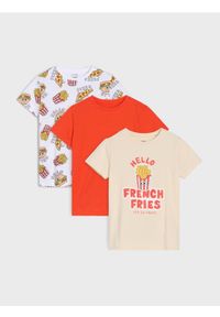 Sinsay - Koszulki 3 pack - kremowy. Kolor: kremowy #1