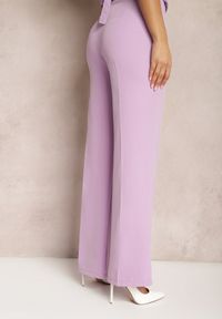 Renee - Jasnofioletowe Spodnie Szerokie High Waist Dule. Okazja: na spotkanie biznesowe, na co dzień. Stan: podwyższony. Kolor: fioletowy. Styl: casual, elegancki, biznesowy #4