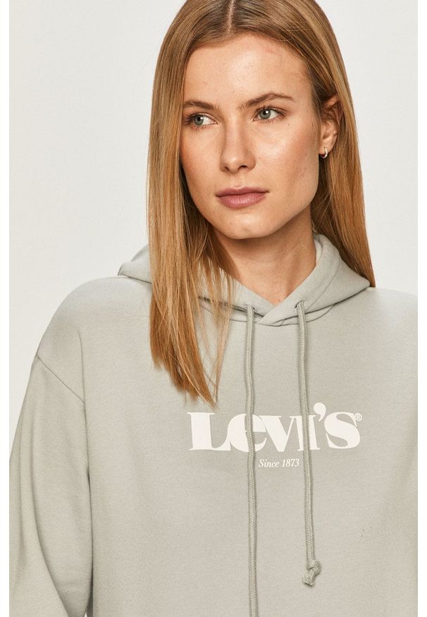 Levi's® - Levi's - Bluza bawełniana. Okazja: na spotkanie biznesowe. Kolor: szary. Materiał: bawełna. Długość rękawa: długi rękaw. Długość: długie. Wzór: nadruk. Styl: biznesowy