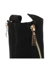 DAMISS - Czarne Botki Damiss Stylowe Obuwie Jesienne. Zapięcie: zamek. Kolor: czarny. Materiał: jeans, materiał, welur, skóra. Sezon: jesień. Obcas: na obcasie. Styl: elegancki. Wysokość obcasa: średni