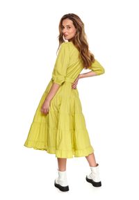 TOP SECRET - Sukienka midi z paskiem. Kolor: żółty. Sezon: lato. Długość: midi #6