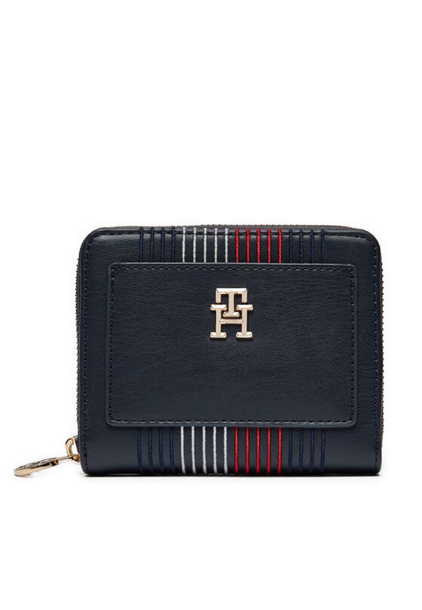 TOMMY HILFIGER - Tommy Hilfiger Duży Portfel Damski Distinct Med Za Corp AW0AW16737 Granatowy. Kolor: niebieski. Materiał: skóra