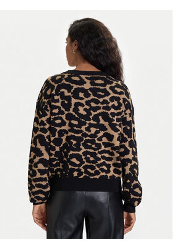 Vero Moda Sweter Siljeanimal 10330808 Brązowy Regular Fit. Kolor: brązowy. Materiał: wiskoza