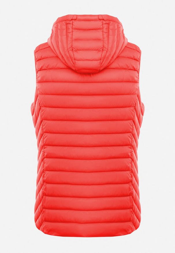 Born2be - Czerwona Kamizelka z Kapturem Pikowana Cotra. Okazja: na co dzień. Typ kołnierza: kaptur. Kolekcja: plus size. Kolor: czerwony. Długość: długie. Materiał: materiał. Długość rękawa: długi rękaw. Sezon: wiosna, jesień. Styl: casual