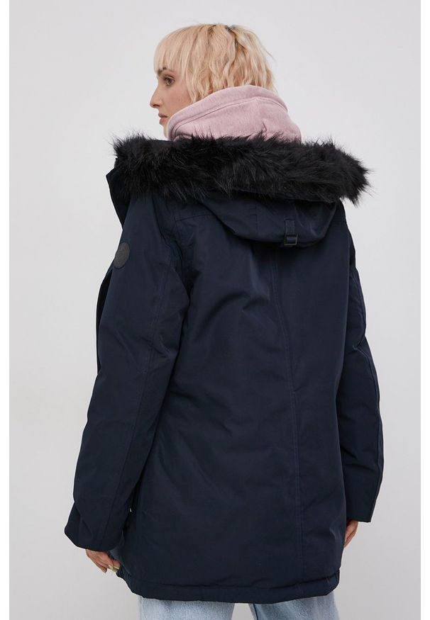 Superdry Kurtka puchowa damska kolor granatowy zimowa. Okazja: na co dzień. Kolor: niebieski. Materiał: puch. Sezon: zima. Styl: casual