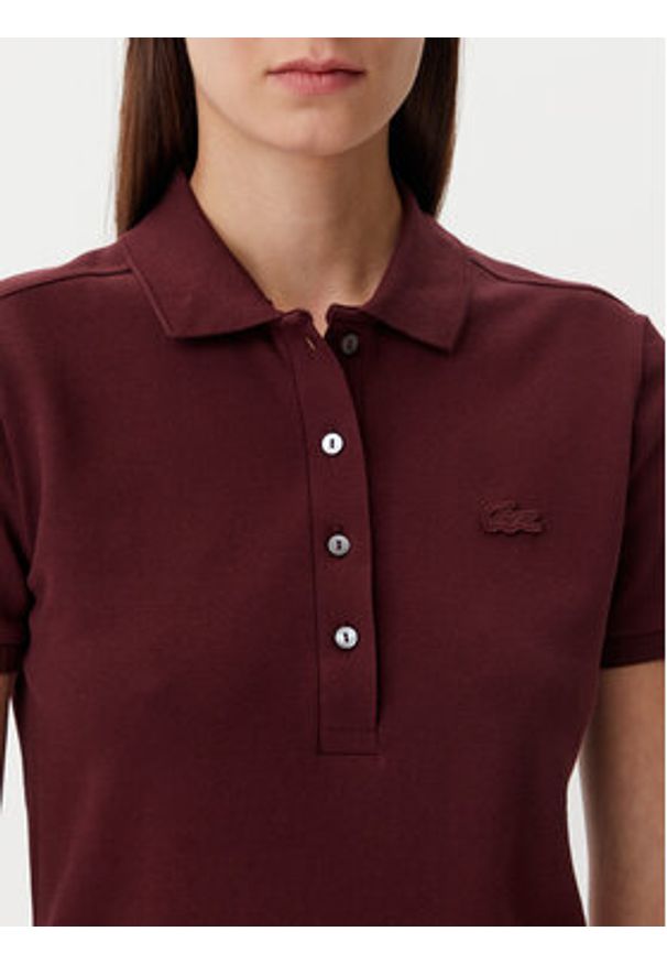 Lacoste Polo PF5462 Bordowy Slim Fit. Typ kołnierza: polo. Kolor: czerwony. Materiał: bawełna