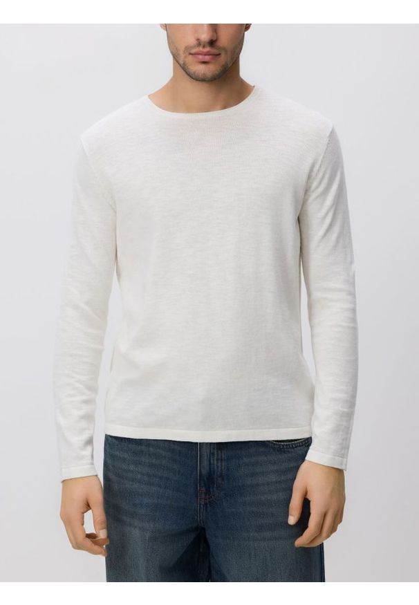 Reserved - Bawełniany sweter - złamana biel. Materiał: bawełna