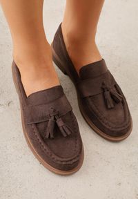 Born2be - Brązowe Mokasyny VICES ze Skórzaną Wkładką i Frędzlami Leuconisse. Okazja: na co dzień. Kolor: brązowy. Materiał: skóra. Wzór: aplikacja. Styl: casual, elegancki #8