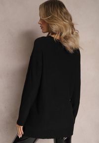 Renee - Czarny Sweter z Delikatnymi Rozcięciami Velloro. Kolor: czarny. Materiał: bawełna, wiskoza