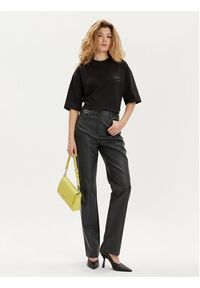 Calvin Klein Jeans T-Shirt Warp Logo J20J223166 Czarny Boyfriend Fit. Kolor: czarny. Materiał: bawełna #3