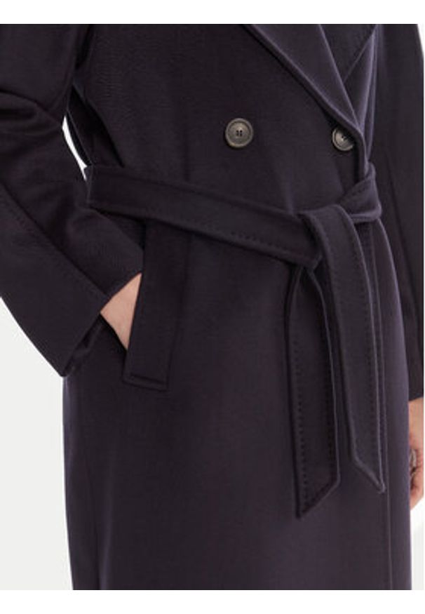 Weekend Max Mara Płaszcz wełniany Resina 2525016031 Granatowy Regular Fit. Kolor: niebieski. Materiał: wełna