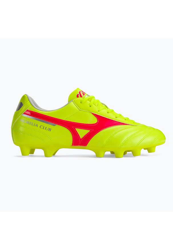 Buty piłkarskie męskie Mizuno Morelia Ii Club Md. Zapięcie: sznurówki. Kolor: czerwony, szary, wielokolorowy, żółty. Materiał: syntetyk, materiał. Szerokość cholewki: normalna. Sport: piłka nożna