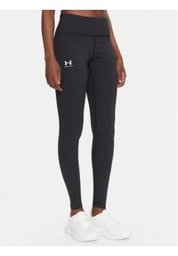 Under Armour Legginsy Rival 1386482 Czarny Slim Fit. Kolor: czarny. Materiał: bawełna