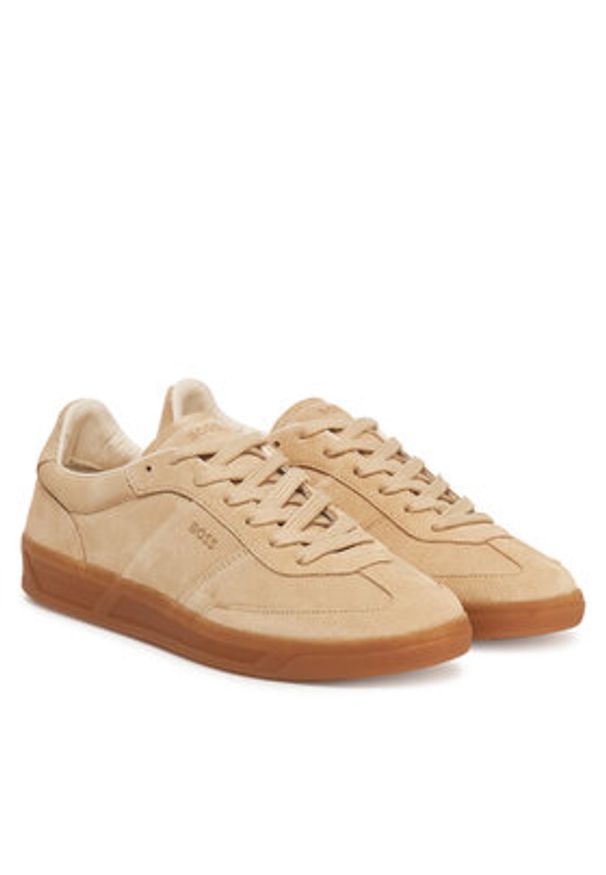 BOSS Sneakersy Brenta 50536645 Beżowy. Kolor: beżowy. Materiał: zamsz, skóra