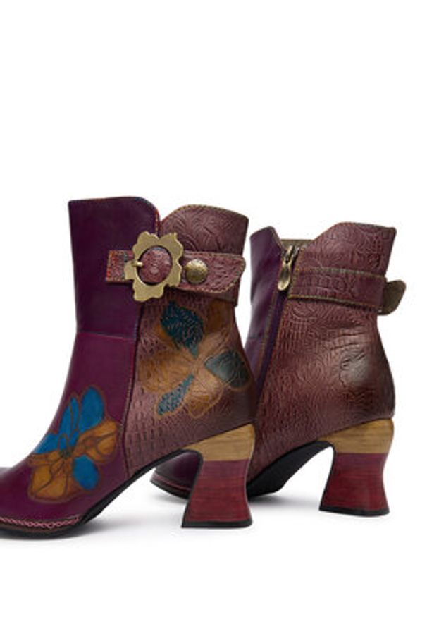 Laura Vita Botki Eleao 02 Fioletowy. Kolor: fioletowy. Materiał: skóra