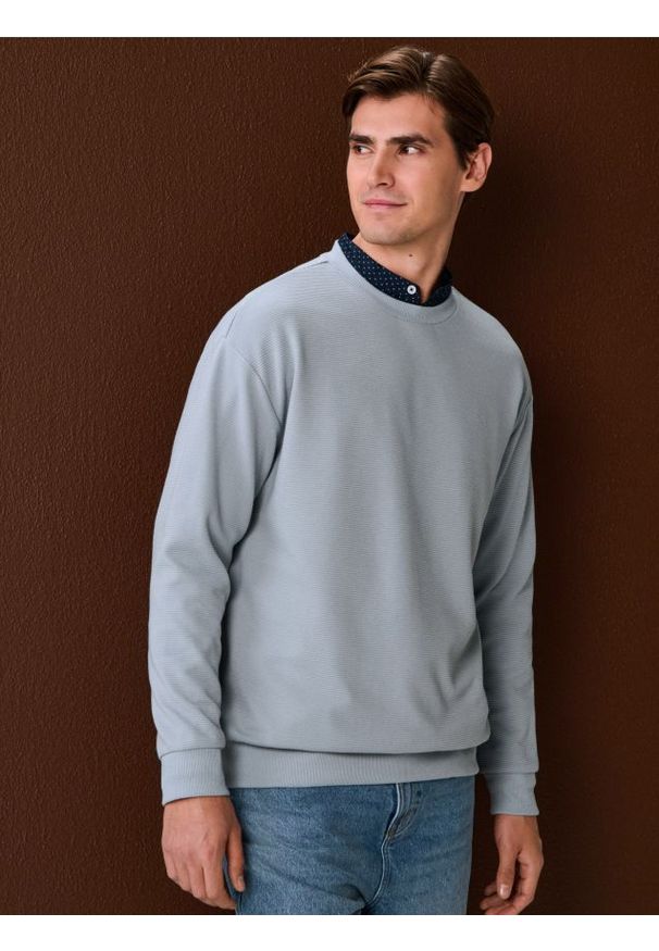 Sinsay - Bluza crewneck basic - niebieski. Kolor: niebieski