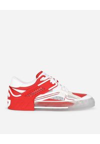 DOLCE & GABBANA - Czerwone sneakersy z transparentną podeszwą. Kolor: czerwony. Materiał: guma
