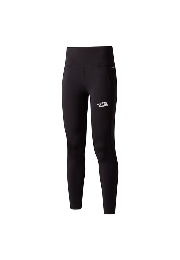 Legginsy damskie The North Face Lightbrigth 0A8FZFJK31 - czarne. Stan: podwyższony. Kolor: czarny. Materiał: elastan, materiał, poliester. Wzór: paski, aplikacja. Styl: sportowy