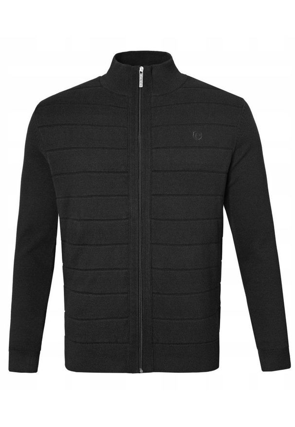 Rozpinany Sweter Męski (Kardigan) - Pako Jeans - Czarny. Kolor: czarny. Materiał: bawełna