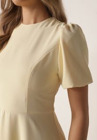 Born2be - Żółta Elegancka Sukienka VICES o Rozkloszowanym Kroju z Krótkim Rękawem Aezith. Okazja: na wesele, na komunię, na ślub cywilny. Kolor: żółty. Długość rękawa: krótki rękaw. Typ sukienki: rozkloszowane, proste. Styl: elegancki #7